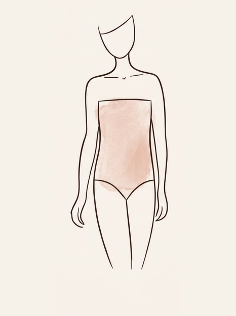 Dibujo de una silueta de cuerpo rectangular